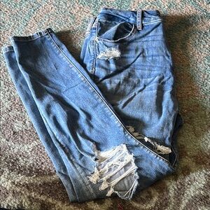 American Eagle curvy high rise jegging distressed jeans sized 12